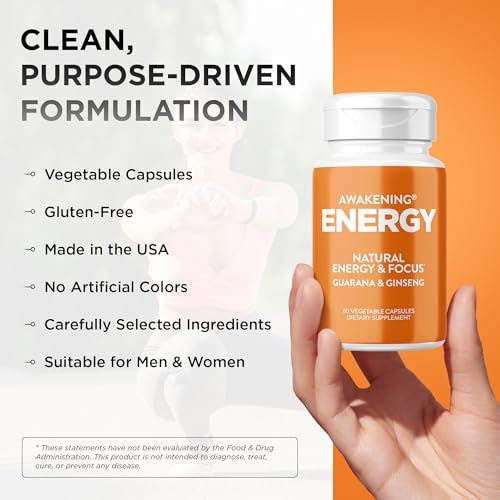 Suplemento Natural de Energía y Concentración Awakening con Ginseng Panax, Extracto de Guaraná y Picolinato de Cromo | Suplemento para el Cerebro - - imagen 5