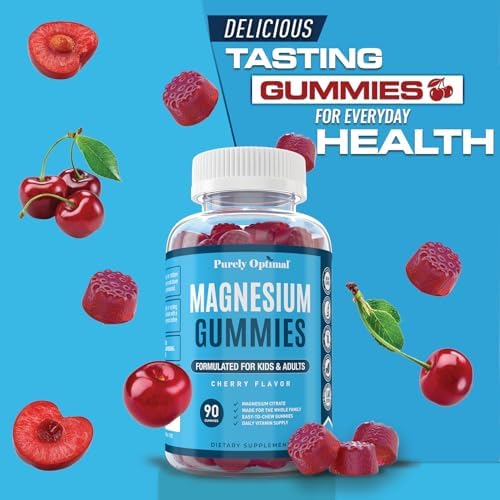 Gomitas de Citrato de Magnesio Purely Optimal para Niños y Adultos - Sabor a Cereza - Apoyo para Sueño, Digestión y Relajación - 90 Gomitas Veganas y - imagen 6