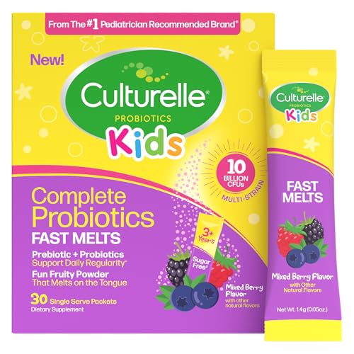 Culturelle® Kids Probioticos Completos Melts Sabor Berry Mixto 30 Controles Sin Azúcar‡ Polvo Prebiótico + Probiótico para Salud Digestiva e - imagen 1