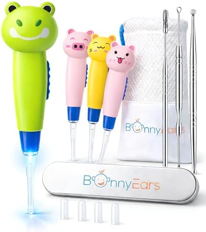 Herramienta para Remover Cerumen con Luz LED para Niños - Bebés, Infantes y Adultos de BonnyEars | Kit de Acero Inoxidable para Limpiar Cerumen | - imagen 1