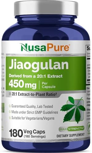 Cápsulas de Jiaogulan NusaPure, 450 mg, 180 Veganas (Sin OGM, Veganas) - imagen 1