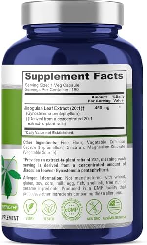 Cápsulas de Jiaogulan NusaPure, 450 mg, 180 Veganas (Sin OGM, Veganas) - imagen 2