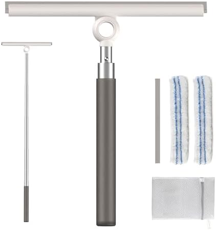 Limpiaparabrisas Pawy Pawy para Puertas de Cristal, Squeegee Telescópico 2 en 1 con Paño de Microfibra para Baño, Azulejos y Parabrisas de Auto - imagen 1