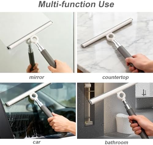 Limpiaparabrisas Pawy Pawy para Puertas de Cristal, Squeegee Telescópico 2 en 1 con Paño de Microfibra para Baño, Azulejos y Parabrisas de Auto - imagen 2