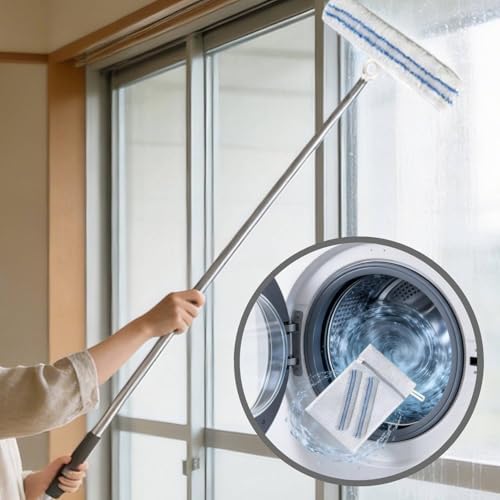 Limpiaparabrisas Pawy Pawy para Puertas de Cristal, Squeegee Telescópico 2 en 1 con Paño de Microfibra para Baño, Azulejos y Parabrisas de Auto - imagen 3