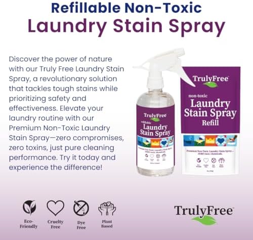 Spray Quitamanchas Truly Free para Ropa - Elimina Manchas Difíciles y Secas en Blancos y Colores - Ingredientes Naturales - Incluye Botella - imagen 3