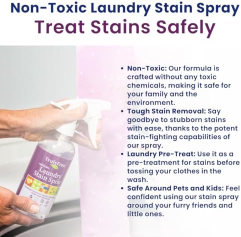 Spray Quitamanchas Truly Free para Ropa - Elimina Manchas Difíciles y Secas en Blancos y Colores - Ingredientes Naturales - Incluye Botella - imagen 4
