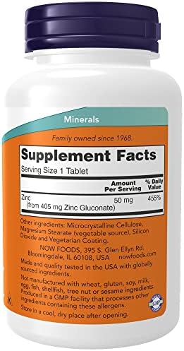Now Foods Zinc, 50 mg, 250 tabletas (Paquete de 2) - imagen 2
