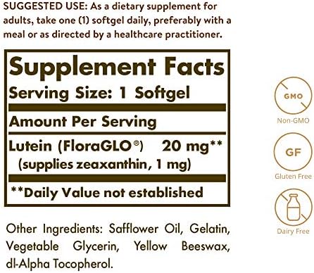 Solgar Luteína 20 mg, 60 Cápsulas Blandas - Apoya la Salud Visual - Filtra Luz Azul - Contiene Luteína FloraGLO - Sin OGM, Sin Gluten, Sin Lácteos - - imagen 2