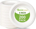 Platos de Papel Compostables GREENESAGE de 6 pulgadas, Paquete de 200, Desechables para Postres, Pasteles y Aperitivos - imagen 1