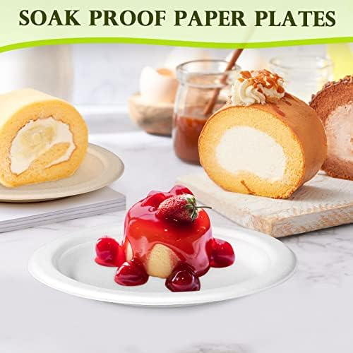 Platos de Papel Compostables GREENESAGE de 6 pulgadas, Paquete de 200, Desechables para Postres, Pasteles y Aperitivos - imagen 4