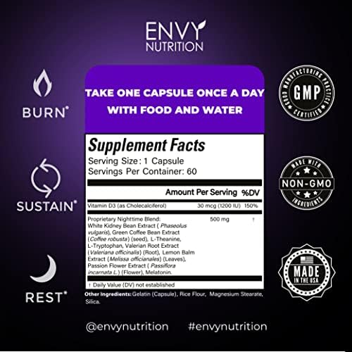 Suplementos Quemadores de Grasa Nocturnos con Extracto de Grano de Café Verde - 60 Cápsulas - imagen 2