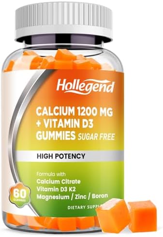 Gomitas de Calcio HOLLEGEND 1200 mg con Vitamina D3, Citrato de Calcio, Magnesio, Zinc, Vitamina K2 y Boro, Salud Ósea, Sin Azúcar, 60 Unidades - imagen 1