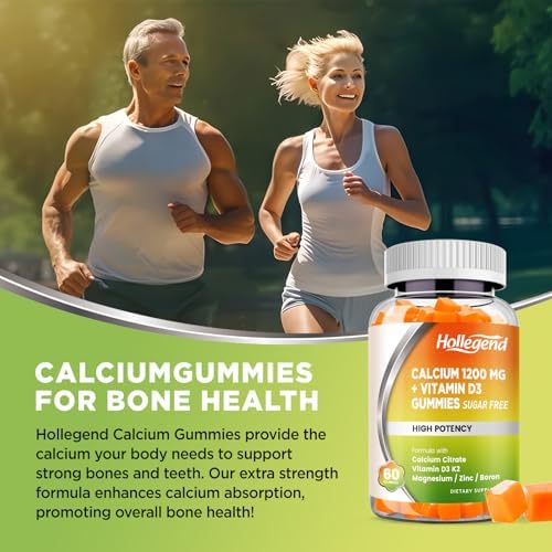 Gomitas de Calcio HOLLEGEND 1200 mg con Vitamina D3, Citrato de Calcio, Magnesio, Zinc, Vitamina K2 y Boro, Salud Ósea, Sin Azúcar, 60 Unidades - imagen 6