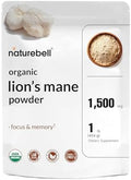 NatureBell Polvo Orgánico de Melena de León 1,500mg - 1 lb - Apoyo para el Cerebro, Enfoque y Memoria* - Cuerpo Frutal Completo y Micelio - Sin OGM y - imagen 1