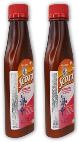 Yahve - Emulsión Scott de Aceite de Hígado de Bacalao Sabor Cereza - Pack de 2 x 180 ml - Suplemento Dietético Infantil con Vitamina A y Calcio - imagen 2
