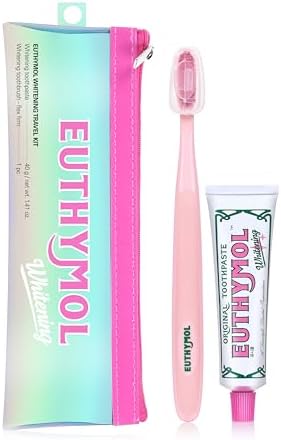 Set de Viaje EUTHYMOL para Blanqueamiento (1.4 oz de Pasta Dental + 1 Cepillo) – Aprobado por TSA, Remoción de Manchas en 2 Semanas, Frescura - imagen 1