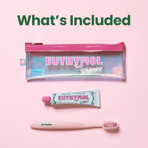 Set de Viaje EUTHYMOL para Blanqueamiento (1.4 oz de Pasta Dental + 1 Cepillo) – Aprobado por TSA, Remoción de Manchas en 2 Semanas, Frescura - imagen 3