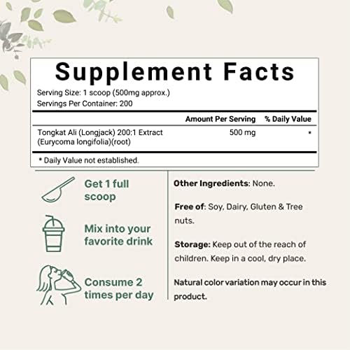 Micro Ingredients Polvo de Extracto de Tongkat Ali 200:1 para Hombres (100g) | Suplemento Herbal Concentrado | Sin OGM, Libre de Gluten - imagen 2