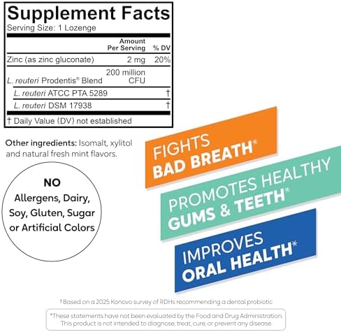 BioGaia Prodentis Aliento Fresco | Probióticos Orales + Zinc | Combate Mal Aliento y Halitosis | Mejora el Aliento Fresco | Promueve Encías y Dientes - imagen 8