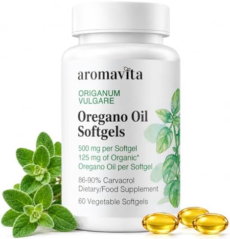 Cápsulas de Aceite de Orégano AROMAVITA – Softgels de Aceite de Orégano Orgánico (86–90% Carvacrol) – Suplemento Vegano para Salud Digestiva – 60 - imagen 1