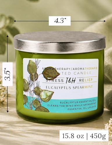 Vela Aromática de Eucalipto y Menta | 15.8 oz | Vela de Soja de 3 Mechas | Scent Spa Fresco | Regalo Ideal para Relajación y Yoga - imagen 5