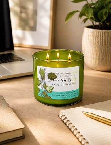 Vela Aromática de Eucalipto y Menta | 15.8 oz | Vela de Soja de 3 Mechas | Scent Spa Fresco | Regalo Ideal para Relajación y Yoga - imagen 8