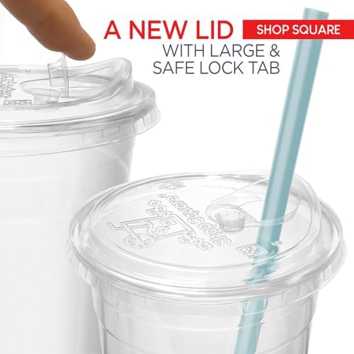Paquete de 50 Vasos Plásticos de 32 oz con Tapas Sin Popote - Vasos Desechables Transparentes para Café Frío, Boba, Té de Leche, Batidos y Jugos - imagen 2