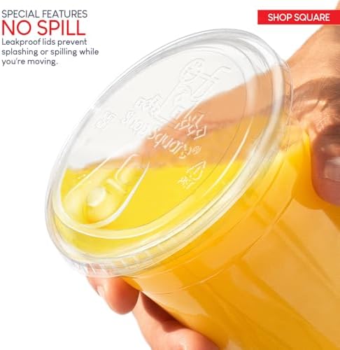 Paquete de 50 Vasos Plásticos de 32 oz con Tapas Sin Popote - Vasos Desechables Transparentes para Café Frío, Boba, Té de Leche, Batidos y Jugos - imagen 3