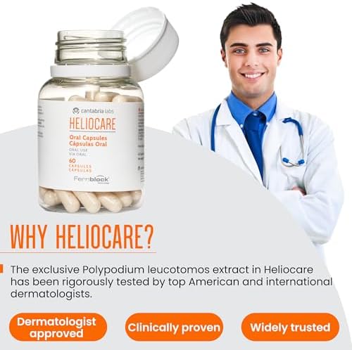 Suplemento Dietético Heliocare de Cantabria Labs: 240mg de Extracto de Polypodium Leucotomos - Fórmula Rica en Antioxidantes con Fernblock y - imagen 3