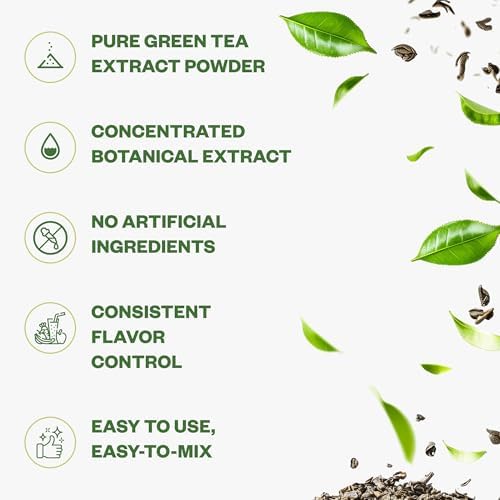 Purusure Té Verde en Polvo Sin Azúcar de Hoja Verde Premium, Vegano, Antioxidante, Ideal para Lattes y Smoothies, 500 Porciones - imagen 3