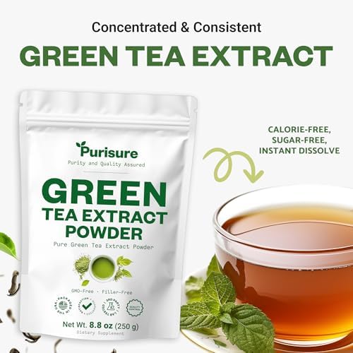Purusure Té Verde en Polvo Sin Azúcar de Hoja Verde Premium, Vegano, Antioxidante, Ideal para Lattes y Smoothies, 500 Porciones - imagen 5