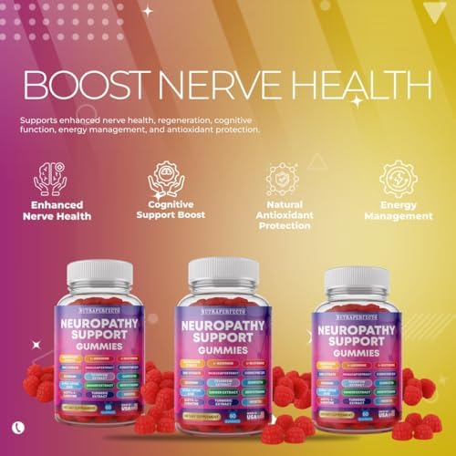 Gomitas Sin Azúcar para Soporte de Neuropatía – Salud Nerviosa, Regeneración y Apoyo Cognitivo con Vitaminas B1, B6, B12, Magnesio, ALA, Cúrcuma, - imagen 3