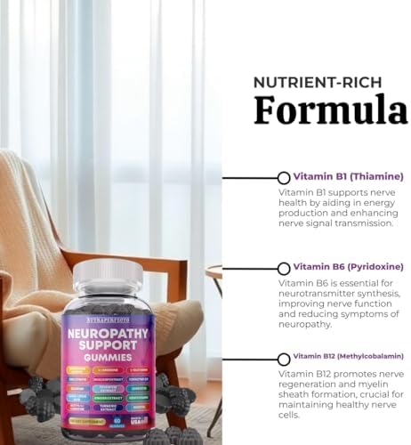 Gomitas Sin Azúcar para Soporte de Neuropatía – Salud Nerviosa, Regeneración y Apoyo Cognitivo con Vitaminas B1, B6, B12, Magnesio, ALA, Cúrcuma, - imagen 6