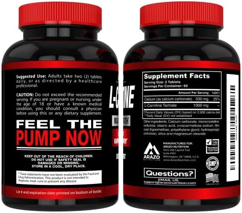 L-Carnitina Super Fuerte 1000mg con Calcio para Acelerar el Metabolismo y Mejorar el Aumento Muscular - Arazo Nutrition - imagen 3