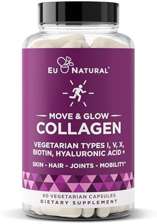 Píldoras de Colágeno Move & Glow para Mujeres y Hombres - Multi-Colágeno Vegetariano (Tipo I-V-X) con 9 Superalimentos para la Piel y Articulaciones - imagen 1