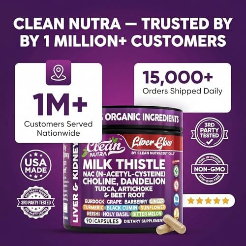 Suplemento Orgánico de Cardo Mariano Clean Nutra | Limpieza y Reparación del Hígado + NAC, Colina, Raíz de Diente de León, TUDCA, Alcachofa, - imagen 8