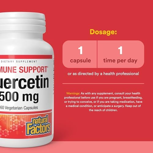 Suplemento de Quercetina Natural Factors - Apoyo Antioxidante para la Salud Respiratoria y Pulmonar - 60 Cápsulas Vegetarianas (60 Porciones) - imagen 3