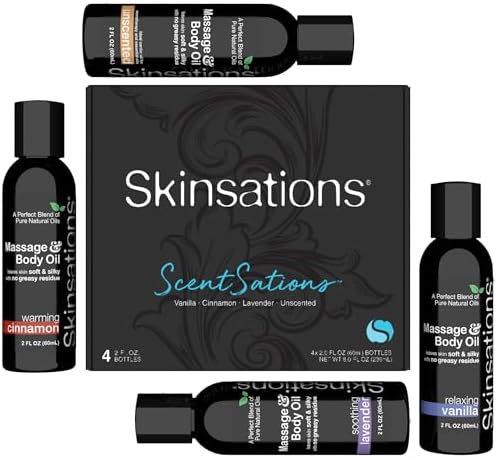 Set de Aceites de Masaje – Variedad para Parejas, Tamaño de Viaje (4 × 2oz) – Aceites Corporales Hidratantes, Ligeros y No Grasosos para Relajación y - imagen 1