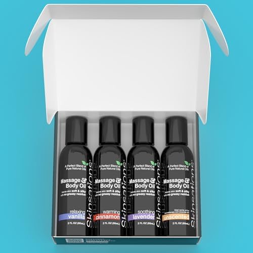 Set de Aceites de Masaje – Variedad para Parejas, Tamaño de Viaje (4 × 2oz) – Aceites Corporales Hidratantes, Ligeros y No Grasosos para Relajación y - imagen 2