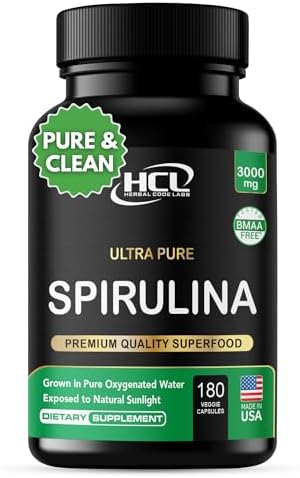 Cápsulas de Espirulina en Polvo 3000 mg - Alga Azul Verde No Irradiada - Mejor Proteína Vegana Cruda - Superalimento Verde - Multivitaminas Naturales - imagen 1