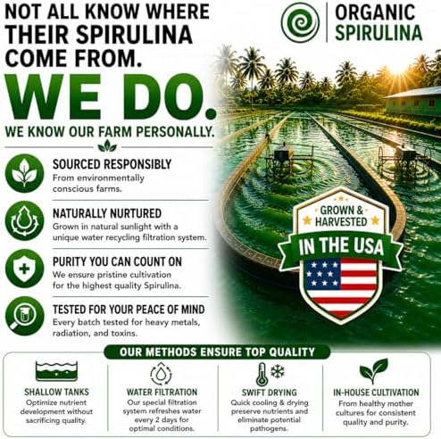 Cápsulas de Espirulina en Polvo 3000 mg - Alga Azul Verde No Irradiada - Mejor Proteína Vegana Cruda - Superalimento Verde - Multivitaminas Naturales - imagen 6