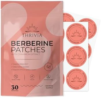 Parches Thrivia de Berberina para Pérdida de Peso y Bienestar Metabólico para Hombres y Mujeres | Con L Glutamina, Cromo, Granada y Canela (30 Piezas) - imagen 1