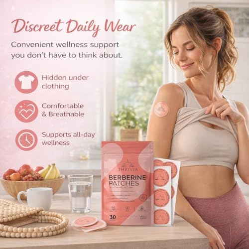 Parches Thrivia de Berberina para Pérdida de Peso y Bienestar Metabólico para Hombres y Mujeres | Con L Glutamina, Cromo, Granada y Canela (30 Piezas) - imagen 3