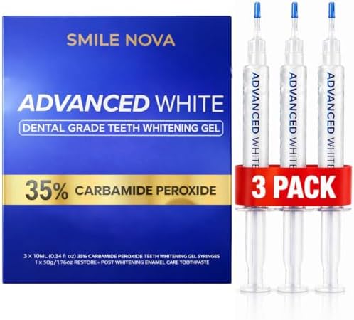 Pack de Recarga de Gel Blanqueador de Dientes Avanzado – 60 Tratamientos | Gel Profesional de 35% Peróxido de Carbamida | 3×10 mL Jeringas | Pasta de - imagen 1