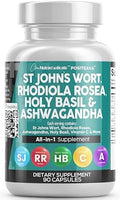 Clean Nutraceuticals St Johns Wort, Rhodiola Rosea, Albahaca Sagrada y Ashwagandha - Soporte para el Ánimo con Vitamina C y Extracto de Pimienta - imagen 1
