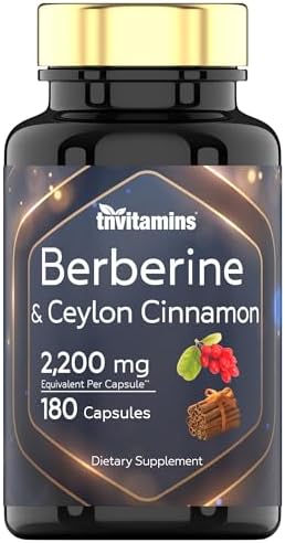 Berberina con Canela de Ceilán: 2200 mg por Cápsula - 180 Cápsulas | Suplemento Natural para la Salud Cardiovascular y Circulatoria* | Suministro - imagen 1