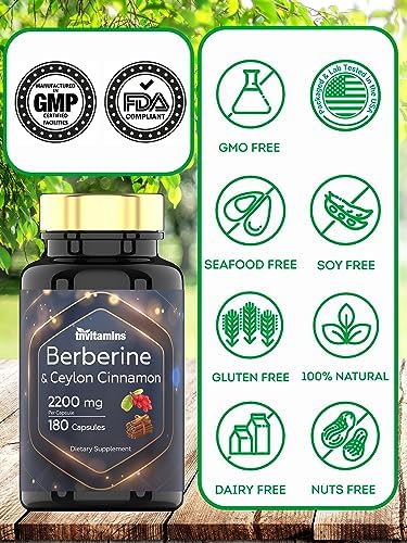 Berberina con Canela de Ceilán: 2200 mg por Cápsula - 180 Cápsulas | Suplemento Natural para la Salud Cardiovascular y Circulatoria* | Suministro - imagen 4