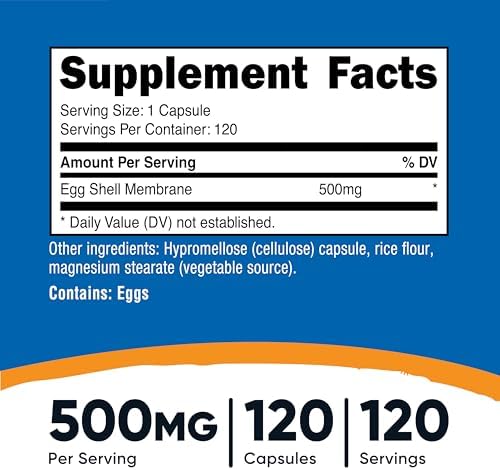 Membrana de Cáscara de Huevo Nutricost, 500 MG por Porción, 120 Cápsulas - Libre de GMO, Sin Gluten - imagen 2