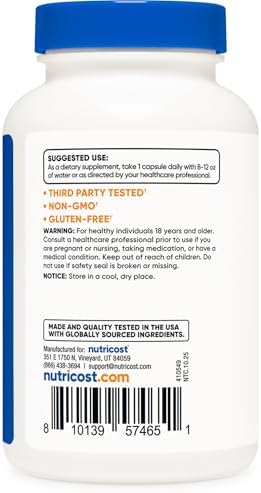 Membrana de Cáscara de Huevo Nutricost, 500 MG por Porción, 120 Cápsulas - Libre de GMO, Sin Gluten - imagen 4